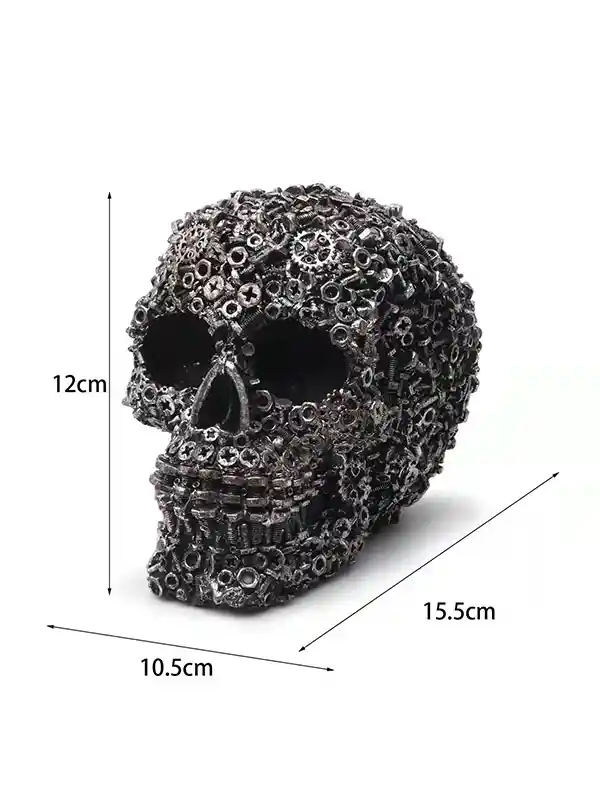 Czaszka ozdobna srebrna srubki detal