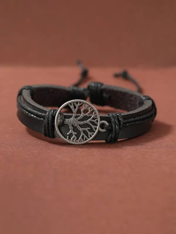 zestaw 4 sztiki plecione skórzane bransoletki